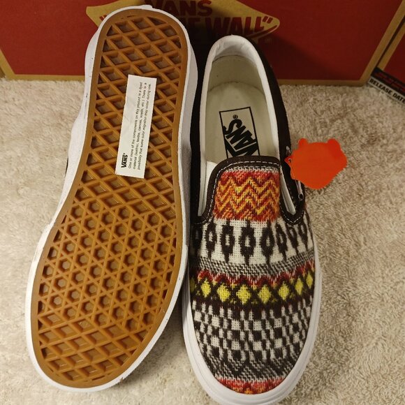 Vans Men's 4.5/Women's 6 Slip On Fair Isle Brown Woven Textile VN0A5JMHBF - Picture 2 of 12
